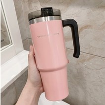 안새는텀블러 1리터 대용량 텀블러 친환경 트라이탄 빨대 포함, 핑크 890ml 손잡이텀블러