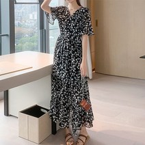 케이에비뉴 하트 쉬폰 롱원피스