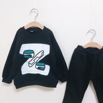 [이모맘] S/S 아동유아 3단쭈리 알파벳로어 긴팔상하복세트 퍼피키시 남매츄리닝TN01