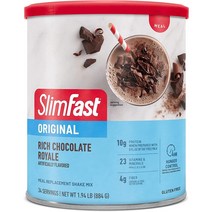 SlimFast 오리지널 식사 대체 파우더 리치 초콜릿 로얄 체중 감량 쉐이크 믹스 단백질 10g 34인분포장은 다를 수 있음