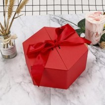 더베스트 육각 리본끈 선물상자 기프트박스 레드