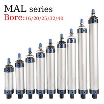 공기 공압 실린더 이중 압축 MAL 미니 보어 16/20/25/32mm 40mm 스트로크 25/50/75/100 200 싱글 레버, [06] 150mm Stroke, [01] Bore 16mm