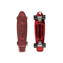 MoBoard 그래픽 컴플리트 스케이트보드 | 프로/초보자 금속 베어링 55.8cm (22인치) 빈티지 스타일 교체 가능한 바퀴 포함 (메탈릭 레드/블랙), USA Flag