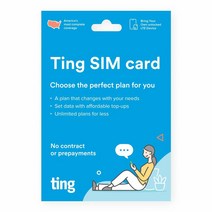 Ting Mobile SIM 카드 키트 언락 폰용 호환 가능한 휴대폰 제공 무제한 통화 및 텍스트 플랜은 매달 $10부터 시작됩니다