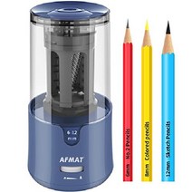 AFMAT 전동 연필깎이 자동정지 슈퍼 샤프 빠른 깎기 플러그인 심조절 6-12mm No.2 (블랙), 블루
