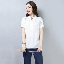 SAMARA 반팔 블라우스 브이넥 린넨셔츠RP2909