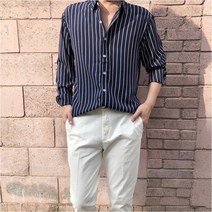 남자 데일리 스트라이프 핏좋은 바다패션 남친룩 셔츠