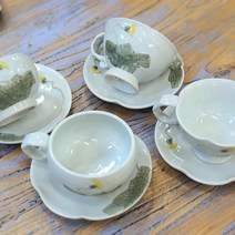 민들레 도자기 커피잔 도자기 찻잔 200ml 230ml 1인용 2p, 꽃잎형