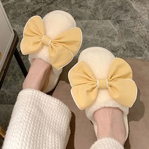 도니와 여성 빅리본 페이크퍼 귀여운 털 슬리퍼 이오ZA45