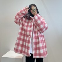 비숑 뽀글이 체크 남방 덤블 자켓