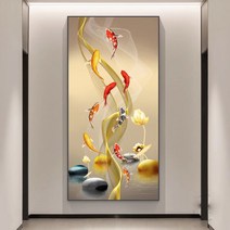 Zhangzhou Guoxing금빛 바탕 금전운 전체 부귀 재물 구어도 보석십자수 원형 큐빅 비즈 공예 취미 생활 추천, 70X120cm, 1개