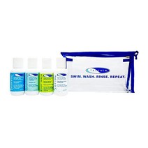 TRISWIM Shot Set 여행용 세트 화장품 가방 포함 샴푸 바디 워시 로션 및 컨디셔너 포함 수분 공급 피부와 건강한 모발용, Shot Set in Cosmetic Bag