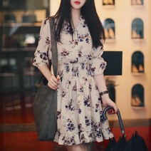 허리밴드 봄신상 원피스 꽃무늬 여친룩 볼륨 하객룩 플라워 꽃패턴 원피스