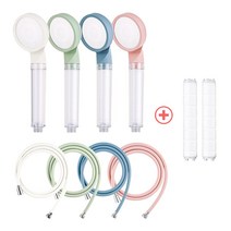 샤워기세트 셀프리빙 컬러 필터샤워기+PVC 호스+필터 2P 수압상승 꼬임 물때방지, 블루, 1세트, 2M