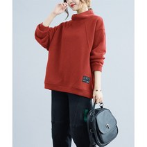 Sheffley빅 사이즈 여성 200근 겨울 기모 와이드 반목 맨투맨 통통 mm 도톰 캐주얼 풀오버 상의