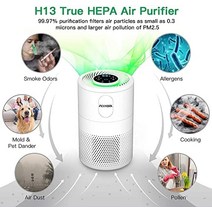 H13 HEPA 필터 CADR 150m³/h가 있는 공기 청정기 알레르기가 있는 흡연자를 위한 Acekool 실내 공기 청정기 먼지 꽃가루 냄새 동물의 머리카락을 99.97% 차단하는 공기 필터 공기 청정기 3 절전 모드 및 타이머 기능-26283, 150c 에어 필터