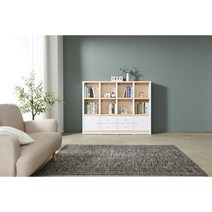 [유앤미가구] 3단 낮은 책장 서랍형/일반형 1600 1200 800 서재방 아이방 홈오피스 책장, 서랍형, 메이플화이트1200