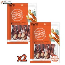 강아지 개껌 간식 스트레스리스, 2팩, 연어 트위스트스틱