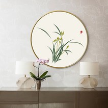 난 꽃 유화 그리기 DIY 사군자 수묵화 원형 액자 장식 명화 그림, 60cm, 내부프레임+캔버스+페인트+브러시+액세서리, nx3844