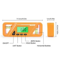 전자각도기 디지털 수준기 90 도 각도 경사계 전자 수평계 눈금자 목공 측정 도구, 주황색