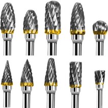 소형 탁상 밀링머신 서프파이프 선반가공 탁상바이스 밀링기 10 개 18quot shank tungsten carbide milling cutter 로타리 도구 burr 더블, 1팩, 10개