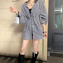 퍼니걸스 5447 루즈핏 고방 체크 셔츠 남방 여성의류