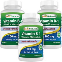 비타민B Best Naturals Vitamin B1 as Thiamine Mononitrate 100 mg 120 Tablets (120 Count (Pack of 1)), 120 Count (Pack of 3)