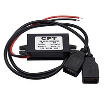 dc-dc 변환기 모듈 12v 5v 3a 15w 더블 usb 스텝 다운 전원 출력 어댑터 자동차 potting 방수 전원, 검은색