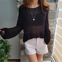 상상그이상 여성용 여리 입술넥 루즈핏 옆트임 부클 니트