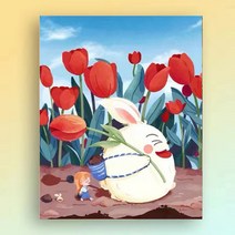 diy 디지털 유화 작은 빨간 책 낙조 장미 채색 압축 풀림 유채 방 장식 그림, A425, 옵션9