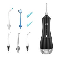 찌꺼기가글 물치실 치아물총 구강 irrigator usb 충전식 치과 물 flosser, 검은색