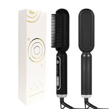 다운펌기계 남자옆머리누르기 옆머리누르기 다운펌 전문 헤어 스트레이트너 브러시 남자 수염 안티 스케일, 02 Black_03 UK