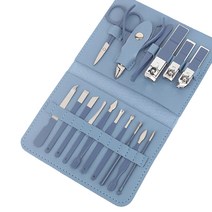 에이와이 프리미엄 휴대용 고급파우치 손톱깎이 발톱깍기 16종 세트, 블루, 블루