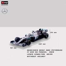 비행기프라모델 비행기모형 Bburago 1:43 2022 F1 메르세데스-AMG W13 #44 해밀턴 #63 러셀 포뮬러 레이싱 팀 다이캐스트 합금 자동차 모델 장난감 컬렉션 헬, 2019-W10-44