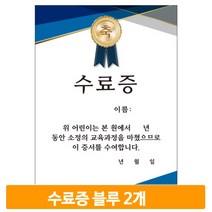 유치원 행사 졸업수료증 2개 블루 연말 어린이집 종이 상장 기념식 유아