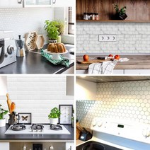 타일 시트지 욕실 주방 셀프인테리어 DIY 1장, 벽돌마블화이트