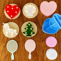 (데코덴 재료) 오르골 보석함 무드등 거울 필통 가방 꾸미기용 만들기 단품 DIY 방과후수업재료, 양면거울 핑크