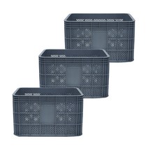 뉴플라스틱 농산물상자 과일박스 사각상자 운반상자 이사박스 플라스틱 바구니 3개 1세트, 사각상자_그레이(3개묶음)