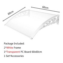 창문 도어 빗물막이 스카이 어닝 테라스 차양막 내구성 방수 창 천막 블랙 프레임 브라운 투명 보드 레인 캐노피 사일런트 안티 보호소, 색상4 60x60cm