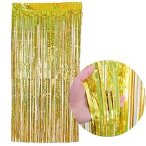 제이벌룬 브라이덜샤워 소품, 파티 은박커튼 홀로그램 골드 [폭1m/높이2m]