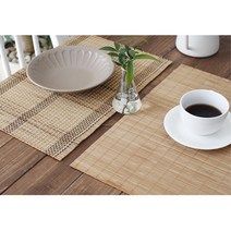 식탁플레이팅 대나무 테이블 매트 식탁꾸미기 식탁깔개 테이블보, 검은줄