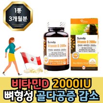 프리미엄 고함량 비타민D 2000IU 일괄욕 3개월 뼈 골다공증 임산부 성장기 청소년 에좋은영양제 캐나다 직수입, 90개입 1개 3개월분, 1개
