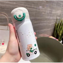 2020 스타벅스 보온병 써모스텀블러 원터치 보온보냉 텀블러, 화이트배어 자전거 350ml