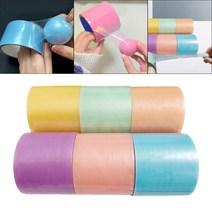 QDY 빅사이즈 대왕 펄 끈끈이 볼 테이프 공 만들기 장난감 집콕 말랑이 10CM 반짝반짝 펄컬러 테이프볼, 총6롤, 펄 옐로우