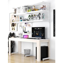 레어로우 시스템 선반 모던 스탠드 홀 보드 책장 테이블 수직 착륙 디스플레이 학습 수납 통합 데스크 랙 컴퓨터, [09] 24335190흰색 책장 전용