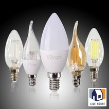 LED 촛대구 촛불전구 E14 칼라 촛대전구, 4. 애런 LED 촛대구 플레임, 투명(전구색)