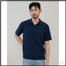 헤지스 남성 COMMUTER 네이비 단색 면혼방 반팔카라티셔츠HZTS3B891N2