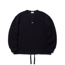 COVERNAT 와플 헨리넥 맨투맨 블랙