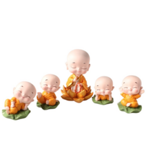 오키이드 차량용 인테리어 동자승 미니 스님 장식품 피규어 5종세트, 옐로우