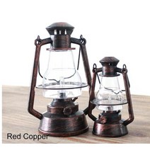 호롱 불 호야 남포 등 랜턴 캠핑 용 실내 레트로 빈티지 라이트 배터리 구동 led 촛 텐트 유 램프 휴대 조명 야외 정원 라마단 장식, 붉은 구리 1 개, 높이 17cm